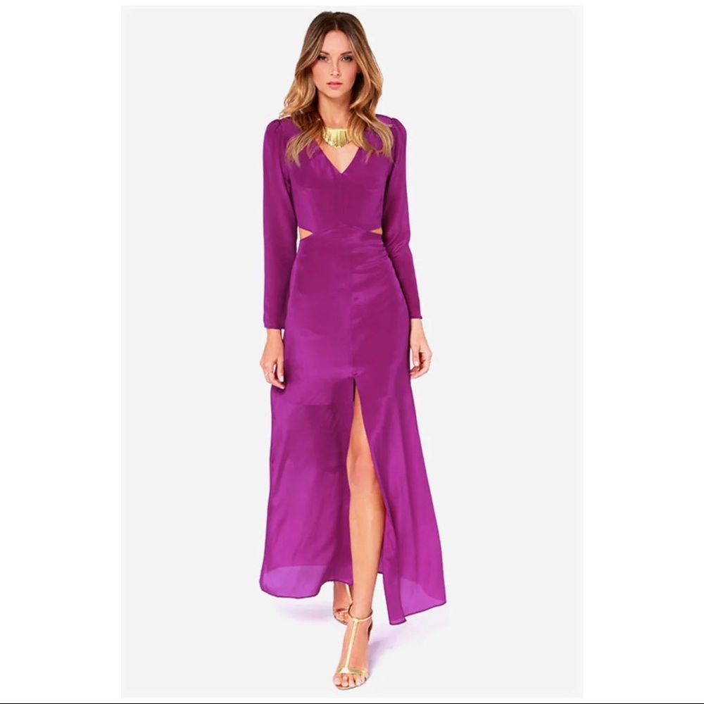 Net Line & Dot Norma Purple Silk Maxi Dress - Picture 3 of 12